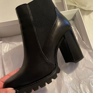Black leather boots